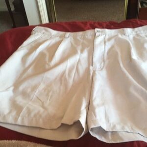 Men's White Flat Front Shorts
